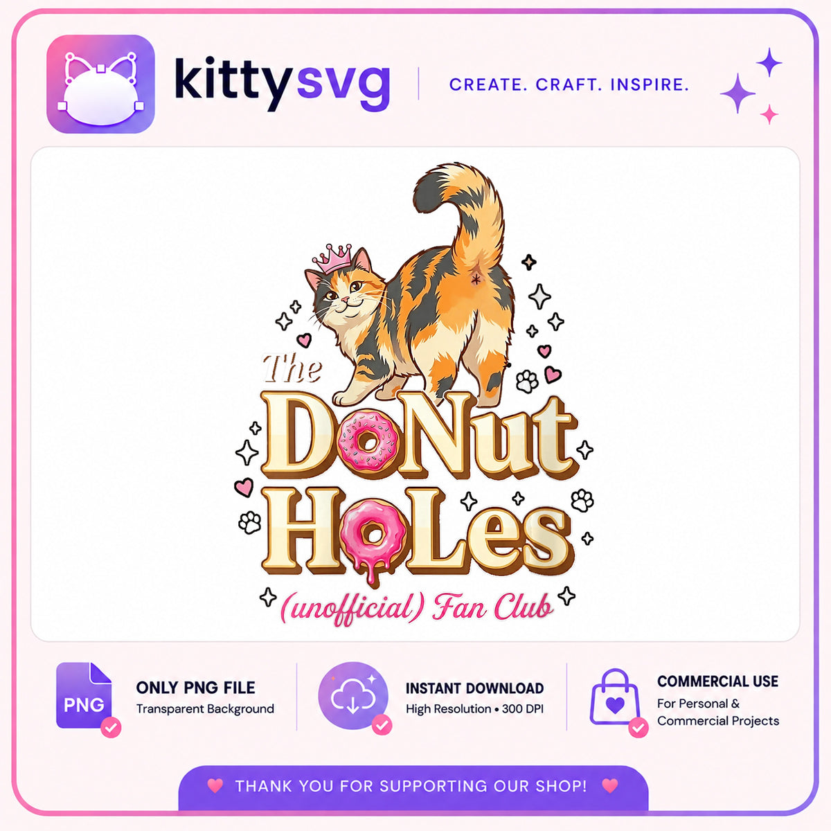 Donut Holes Fan Club Cat PNG, Funny Cat Shirt PNG, Cat Lover PNG
