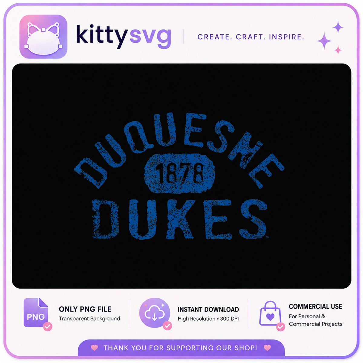 Duquesne Dukes 1878 Vintage PNG, College Team PNG, Grunge PNG
