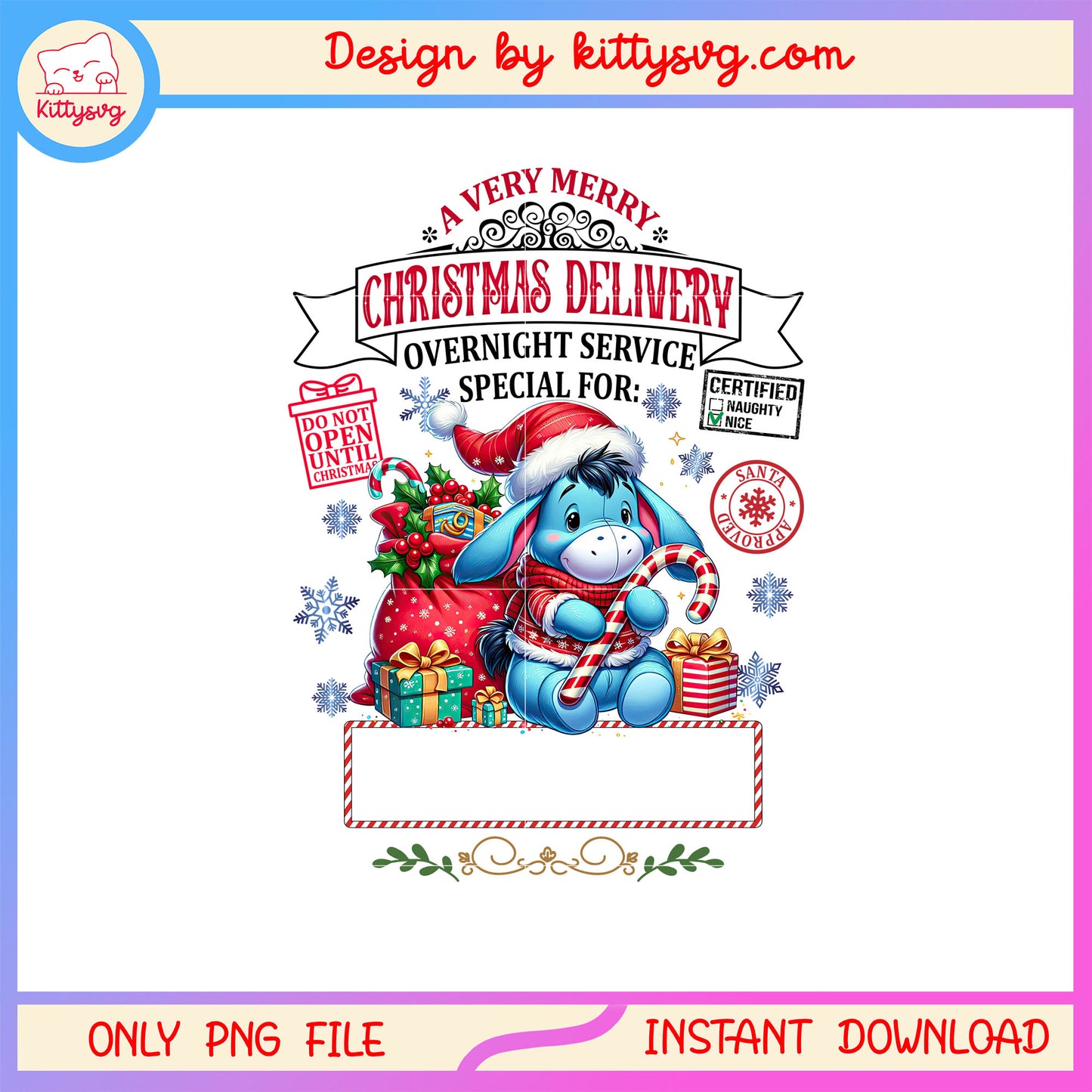 Eeyore very merry christmas delivery png, eeyore winnie the pooh png