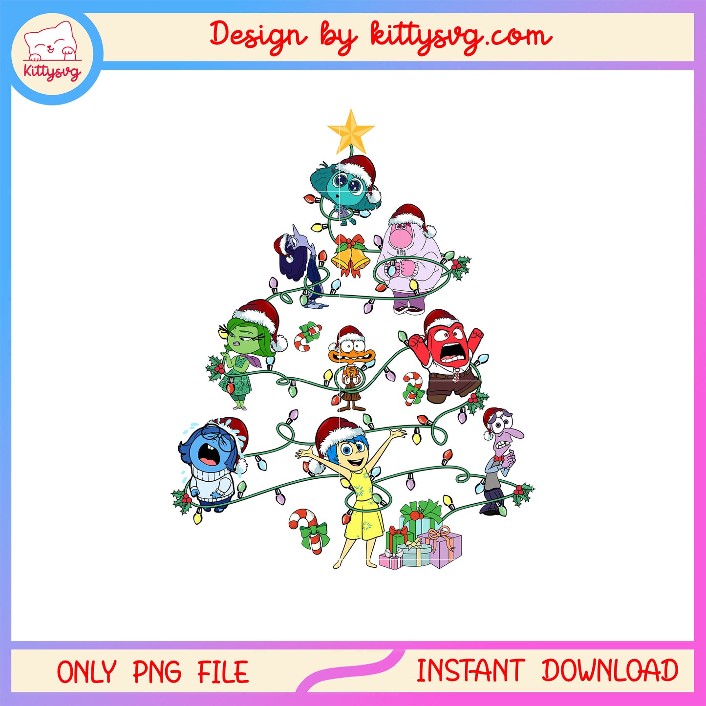 Emotion tree inside out characters christmas png, inside out png