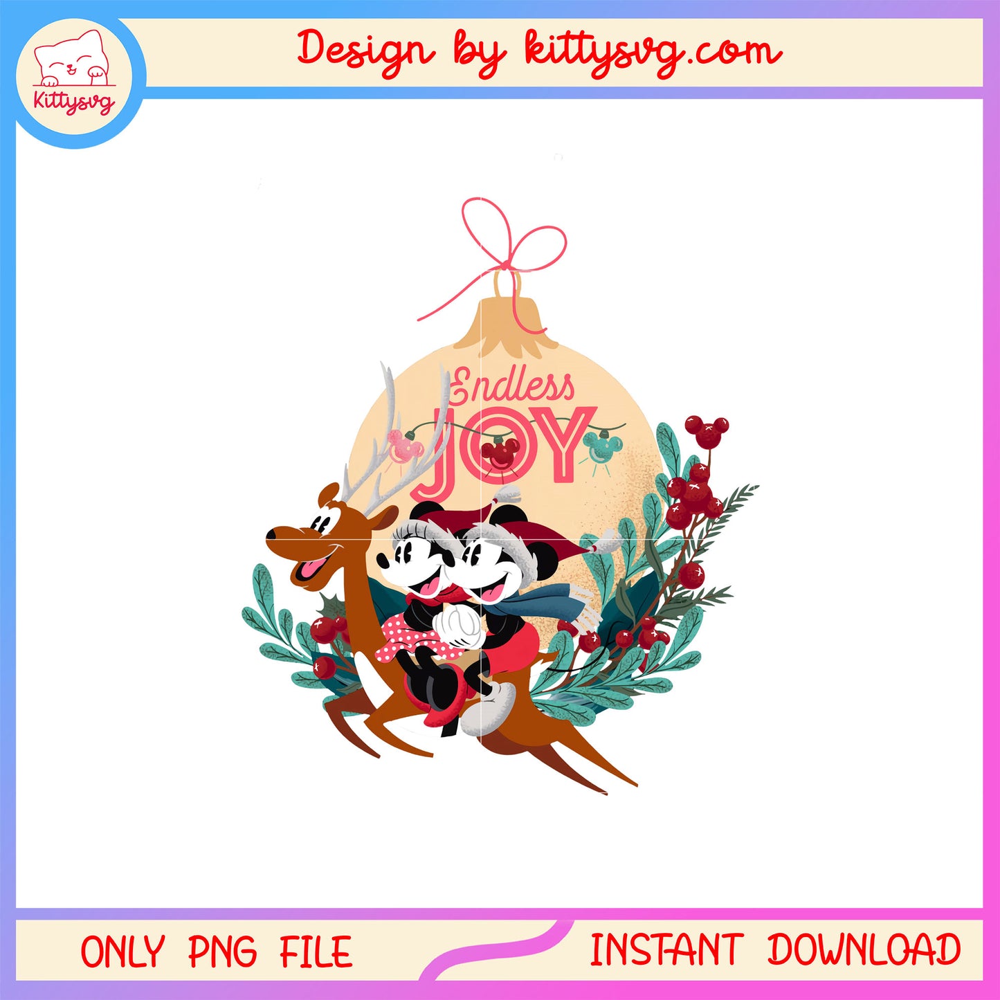 Endless joy christmas reindeer minnie mickey png, happy xmas png