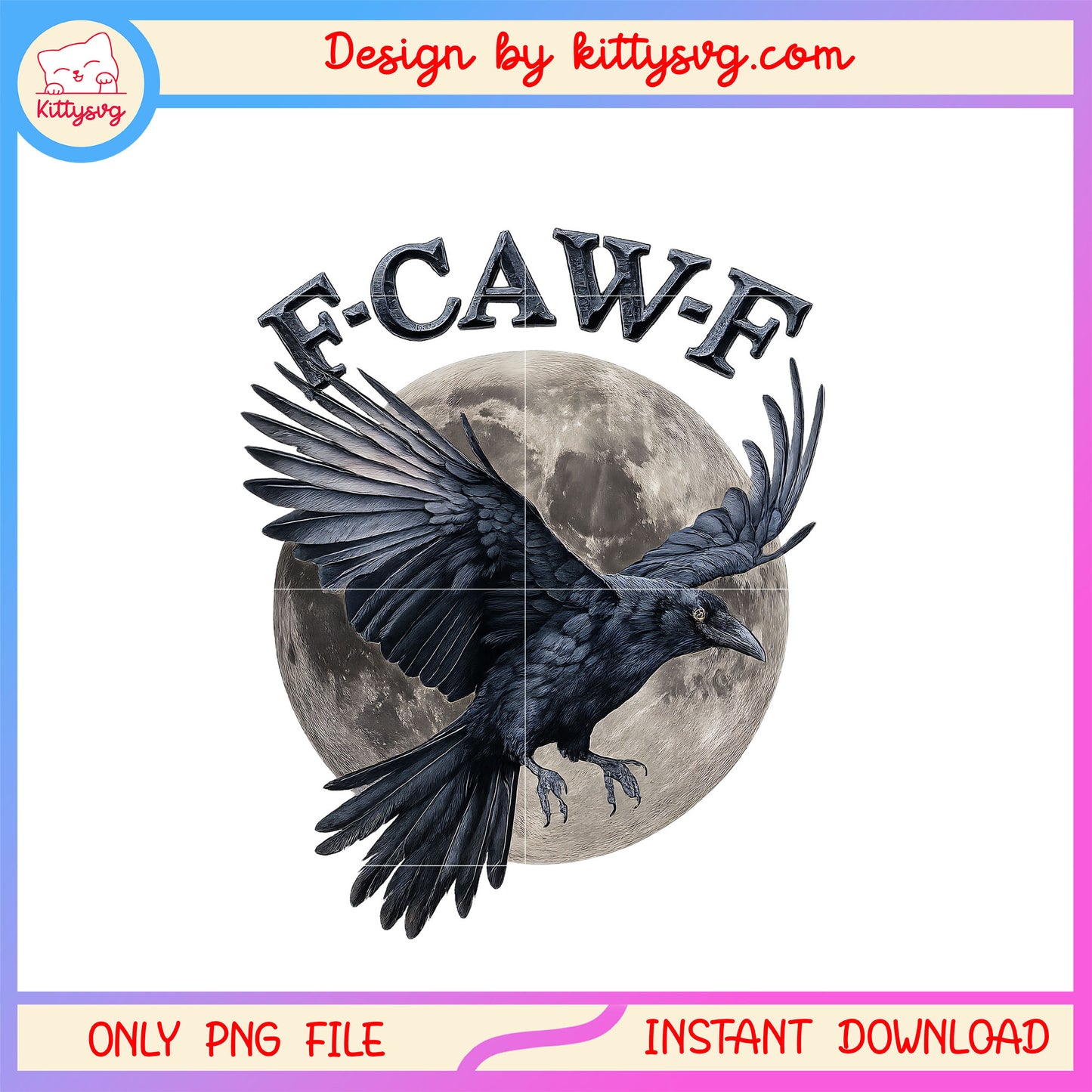 F-caw-f crow and moon design png, crow png, trending png