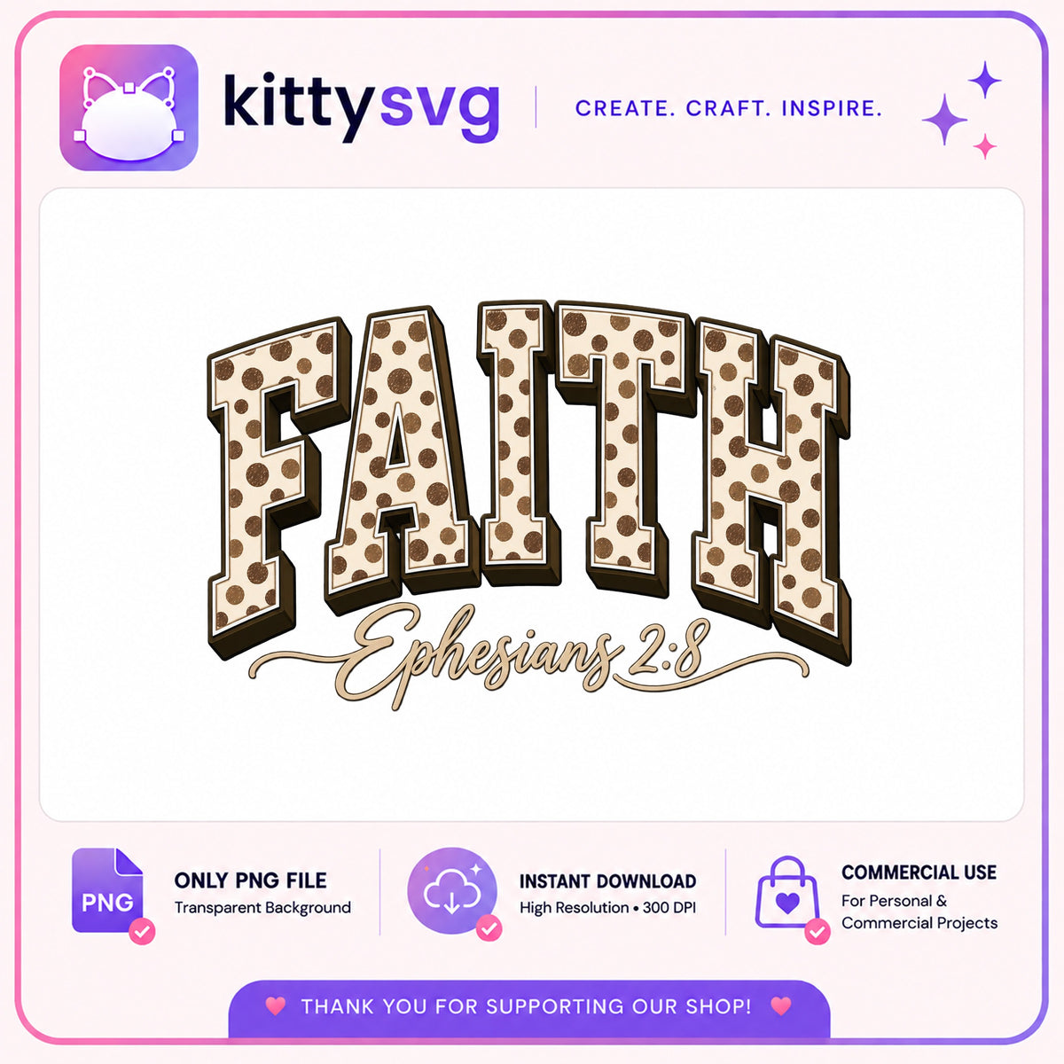 Faith Ephesians 2:8 PNG, Christian Bible Verse PNG, Religious PNG