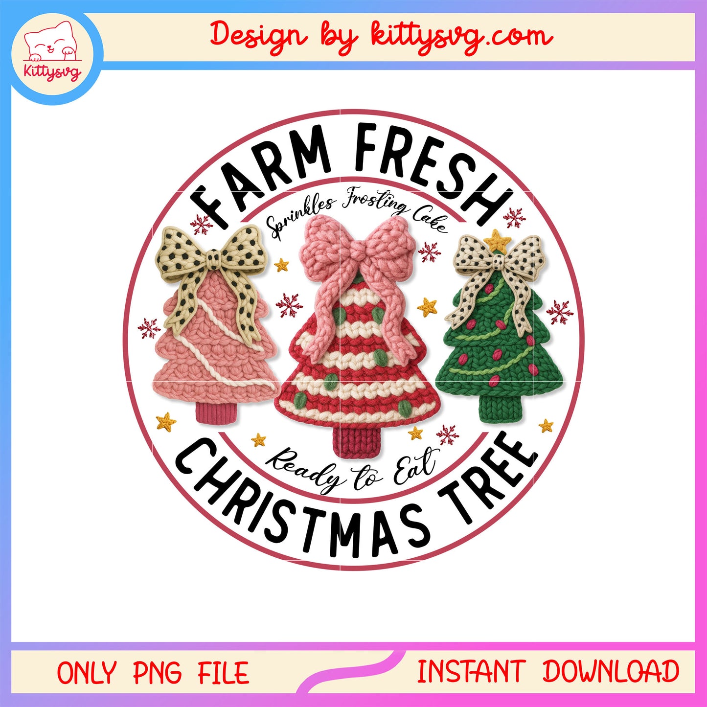 Farm fresh christmas tree circle frame crochet png, x mas tree png