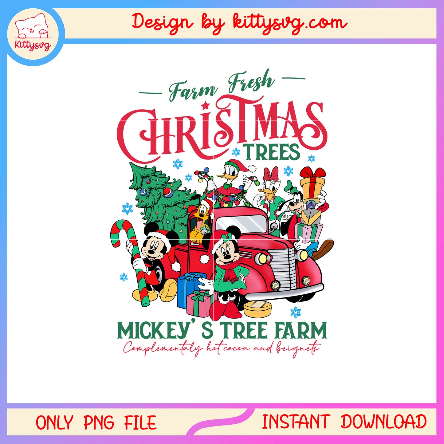 Farm fresh christmas trees mickey disney png, mickey and friends png