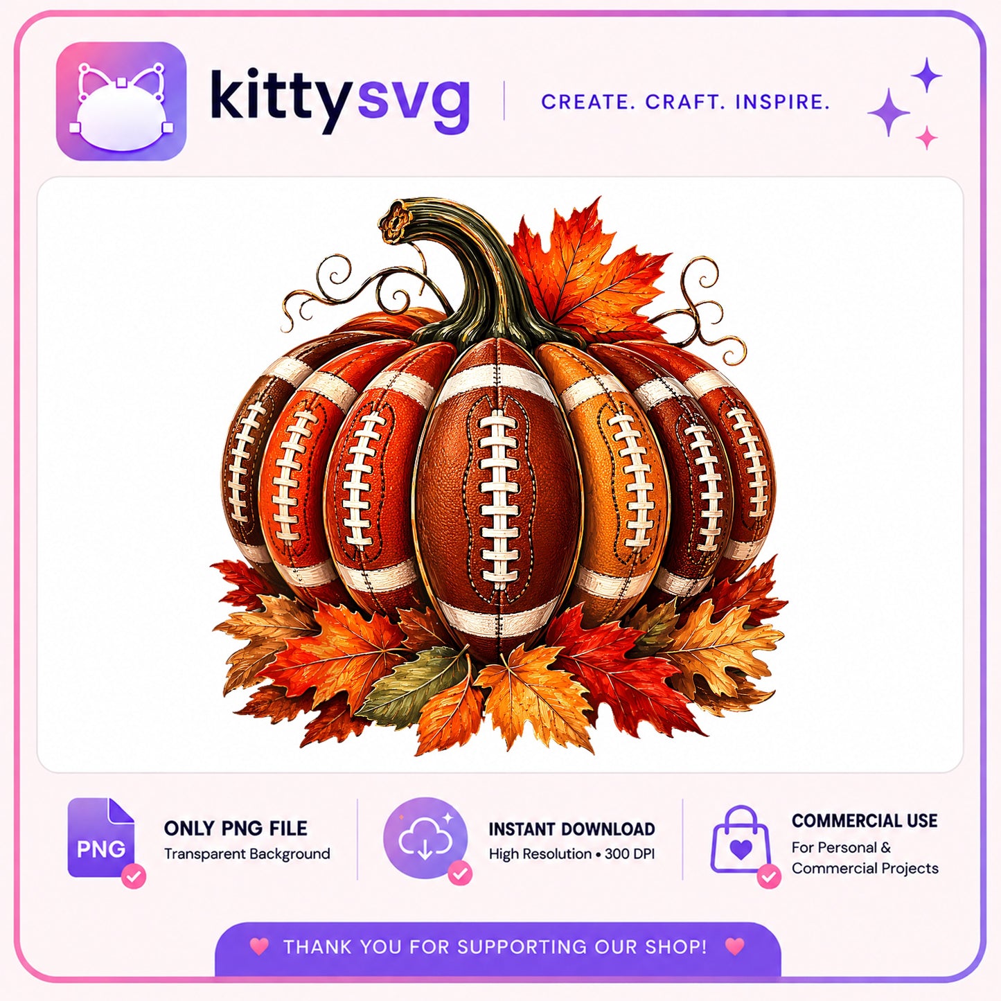Football Pumpkin PNG, Fall Autumn Clipart, Thanksgiving PNG