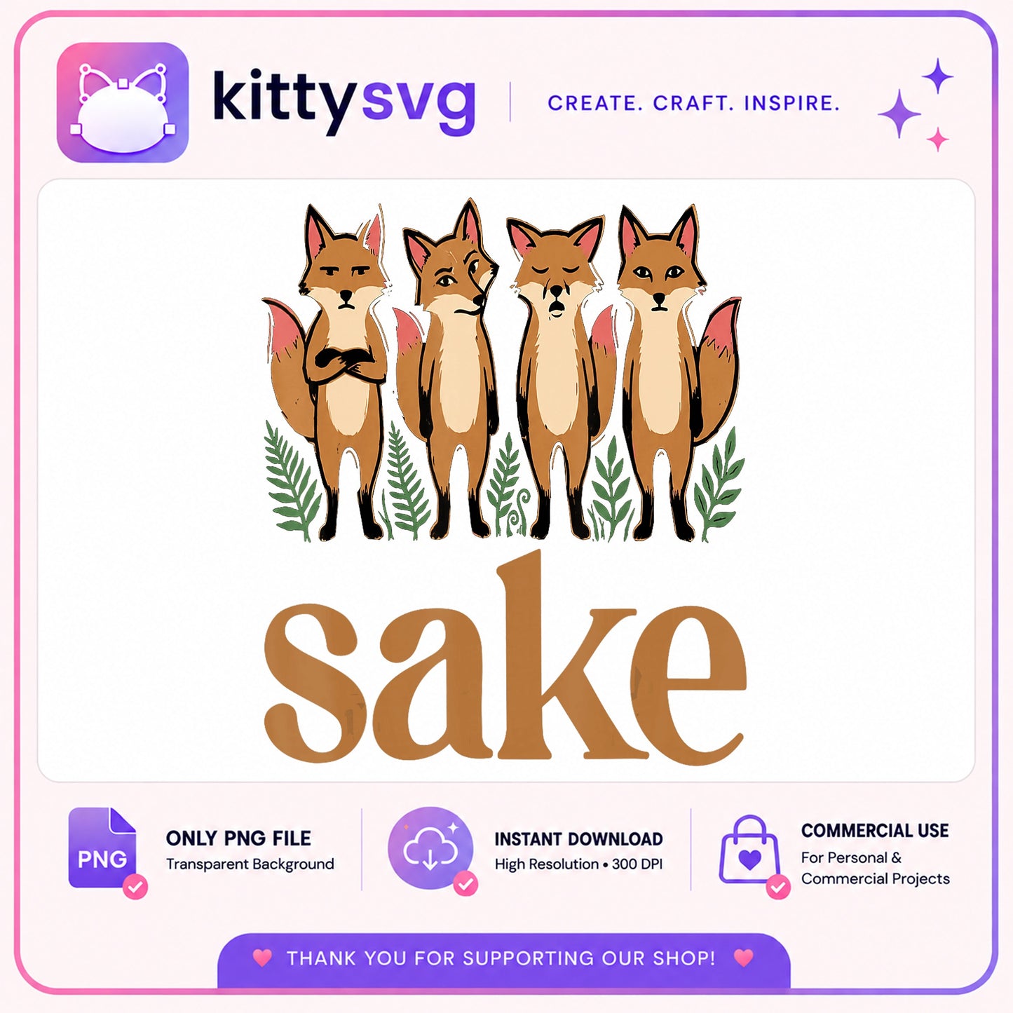 For Fox Sake PNG, Funny Fox Shirt Design, Fox Clipart PNG