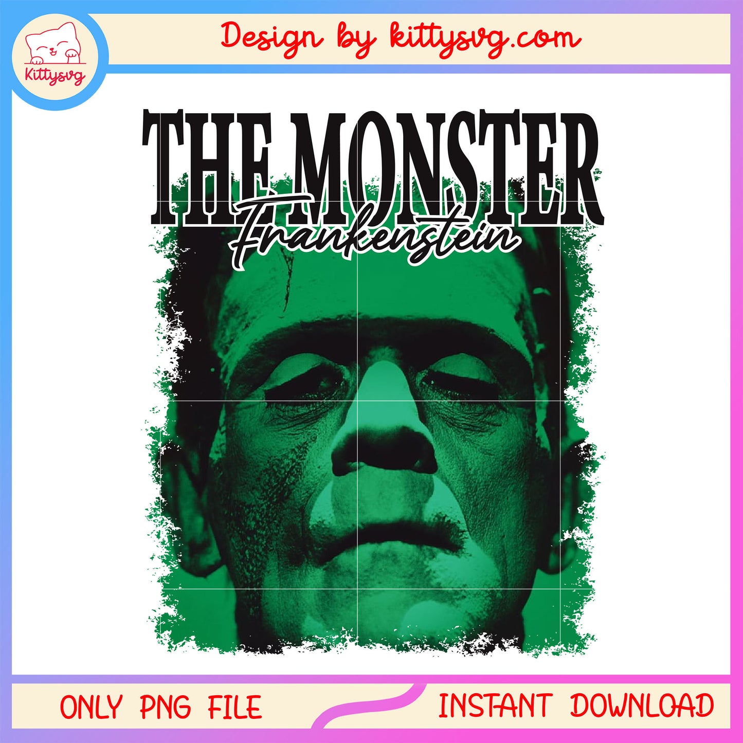 Frankenstein face the monster design png, horror halloween png