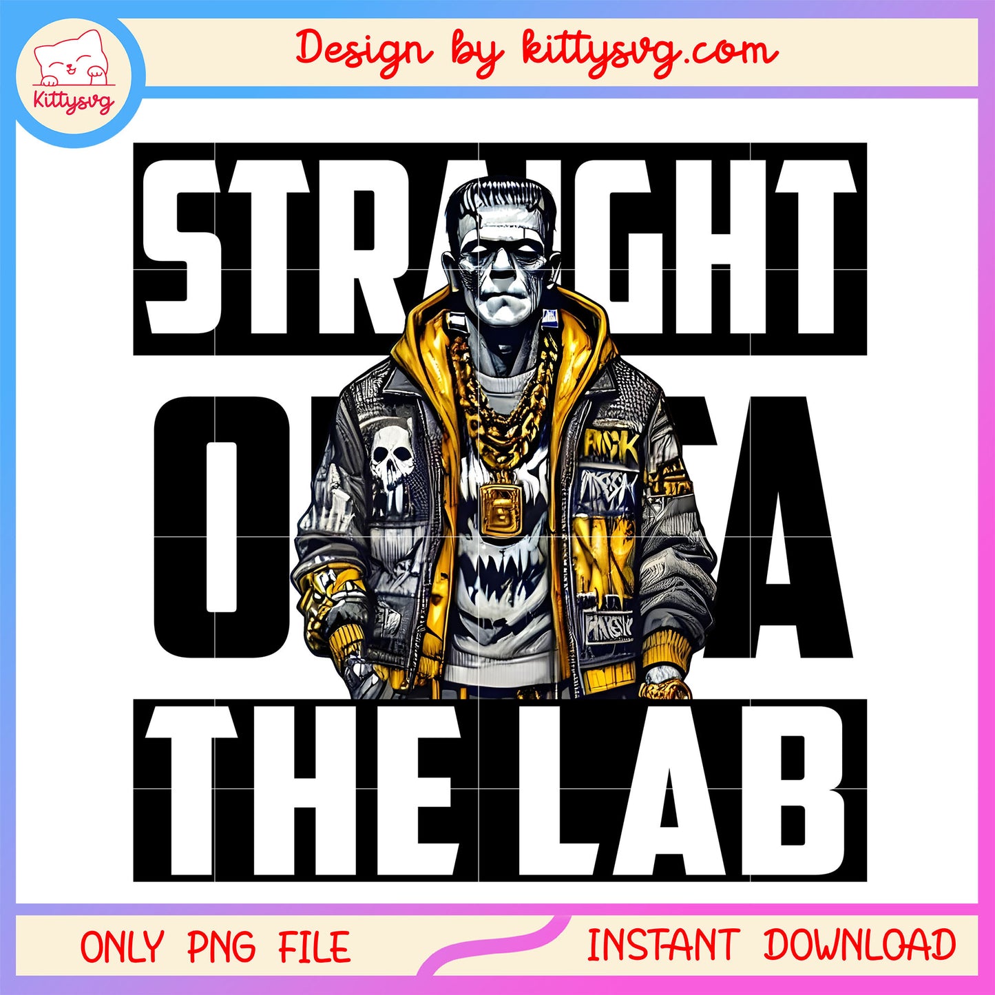 Frankenstein portrait straight outta the lab png, frankenstein scary character png