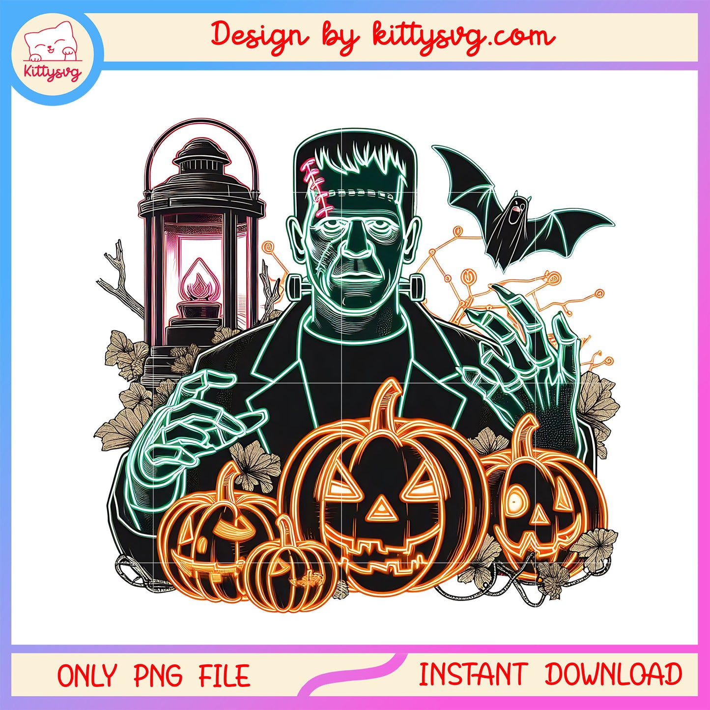Frankenstein pumpkin halloween design png, frankenstein horror movie png