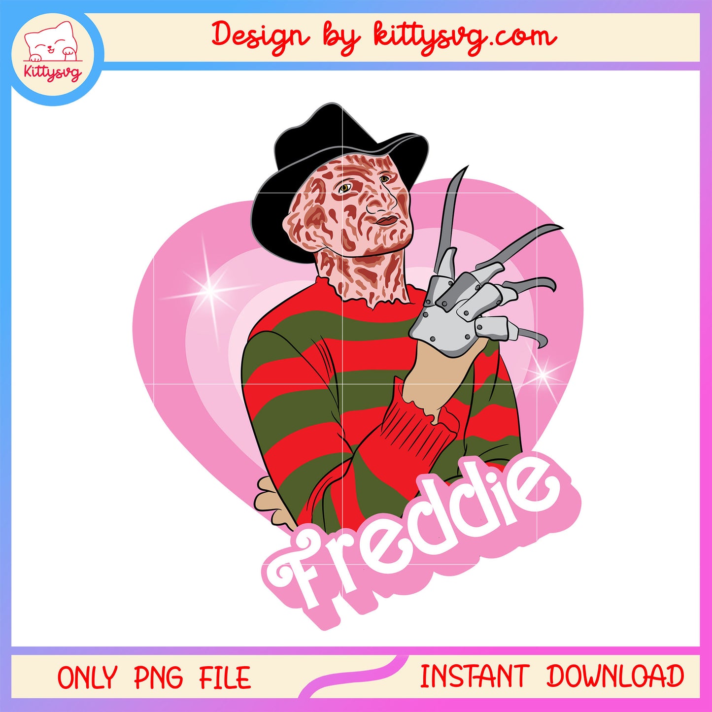 Freddie heart cute design png, freddy krueger png, freddy krueger character png
