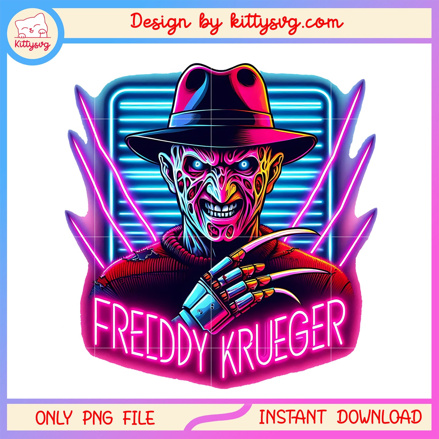Freddy krueger head neon halloween design png, halloween costume png