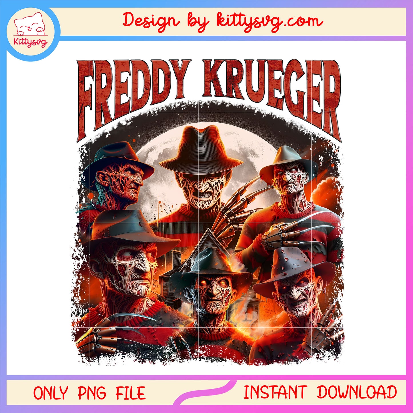Freddy krueger portrait collage poster png, the killer horror png