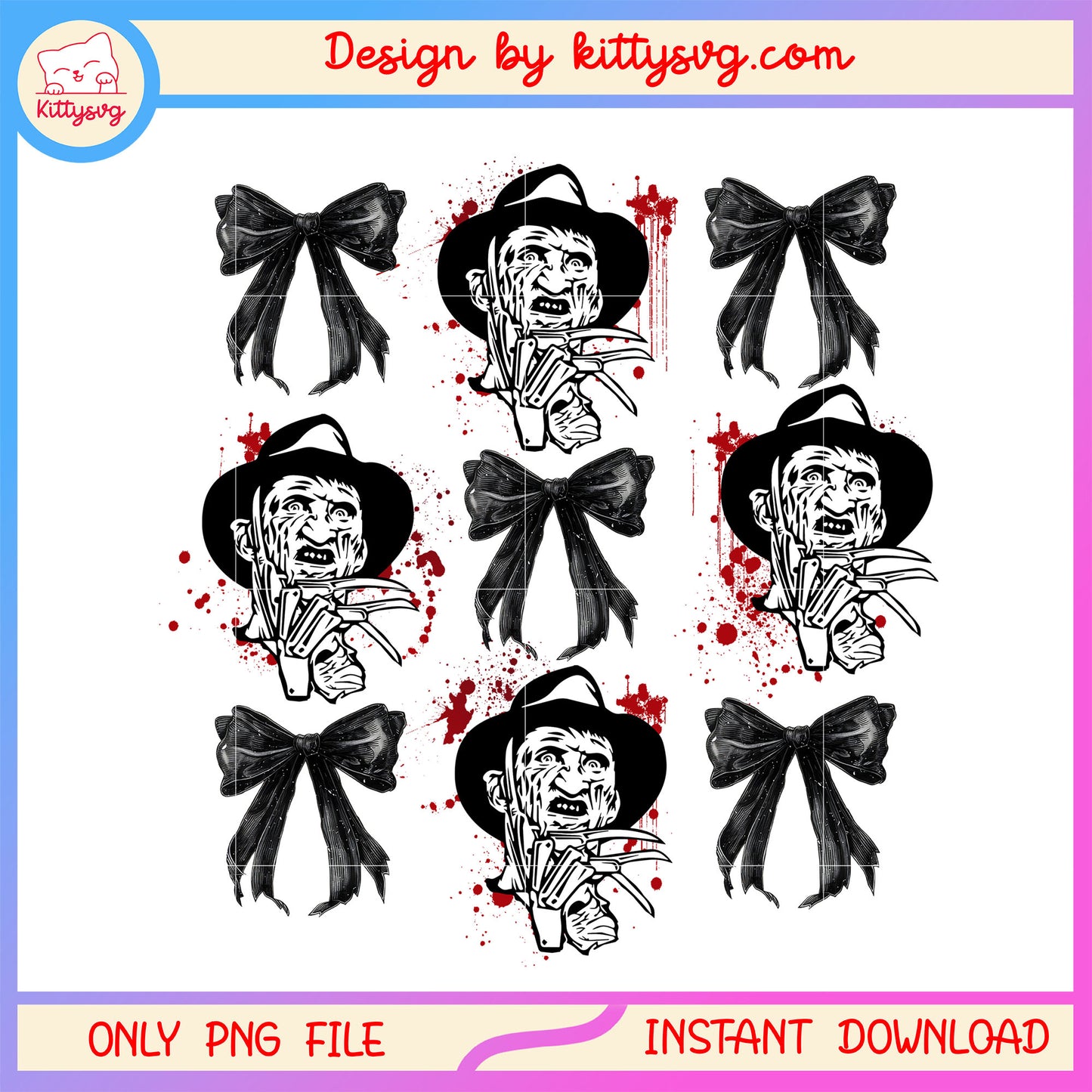 Freddy krueger spooky black bow png, freddy krueger halloween png