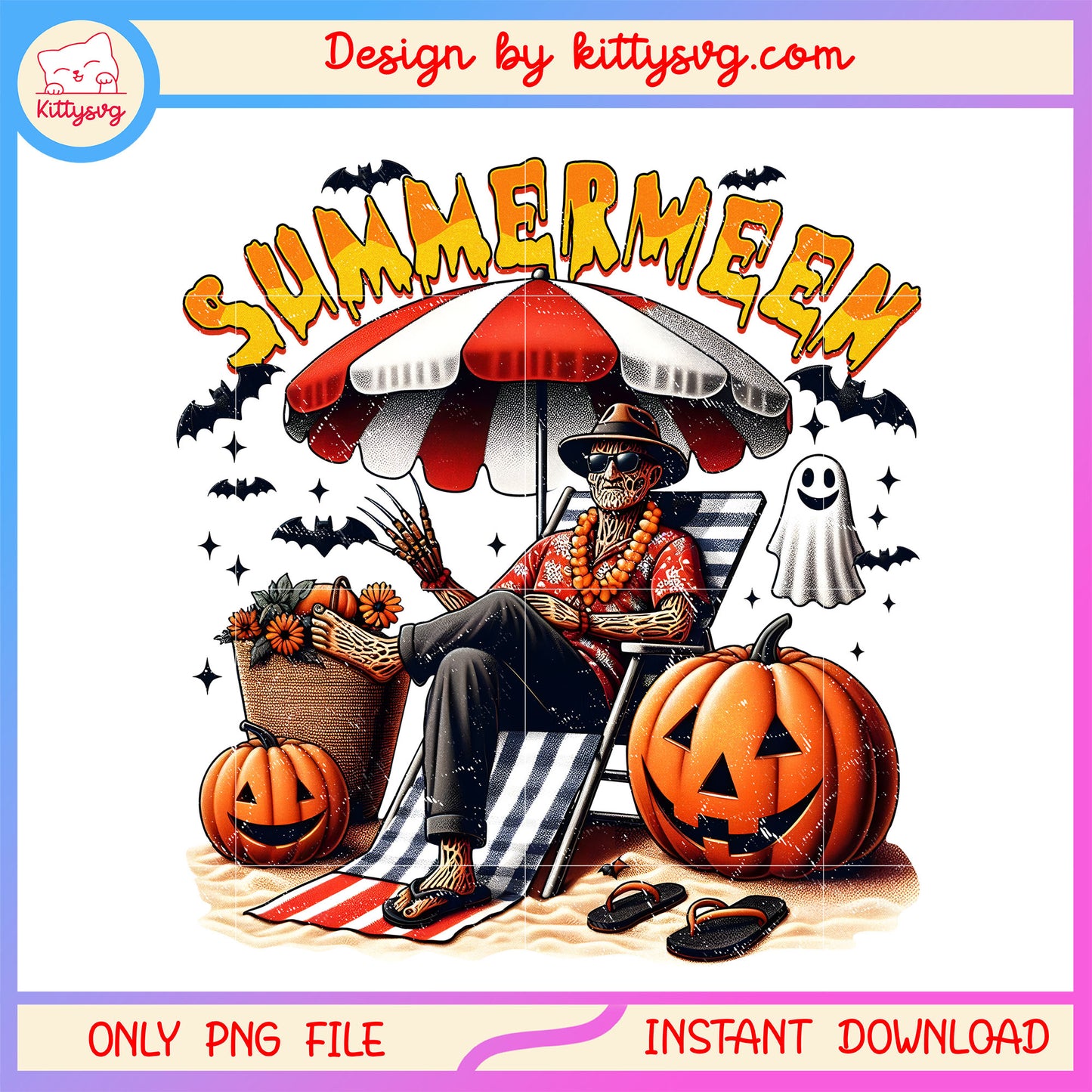 Freddy sunbathe summerween png, horror summerween png, summer holiday png