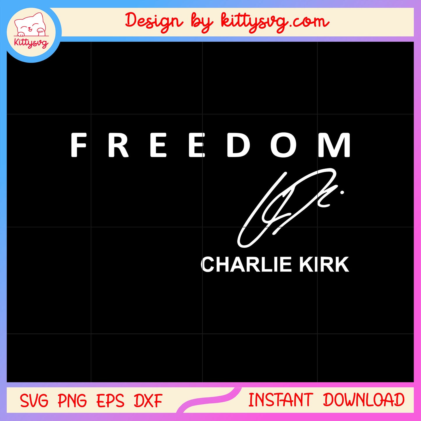 Freedom charlie kirk signature svg, pray for charlie kirk svg