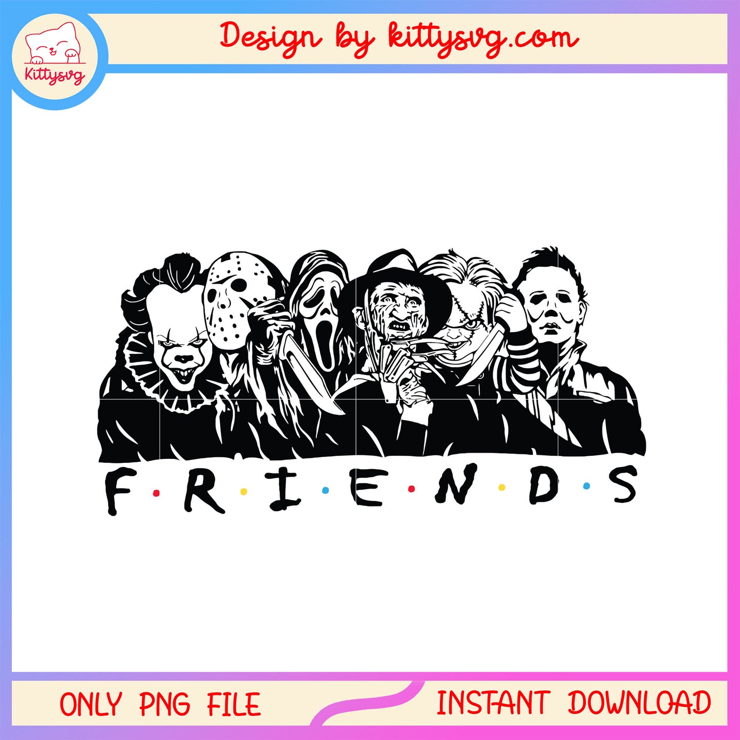 Friends horror characters portrait outline png, friend horror portrait png