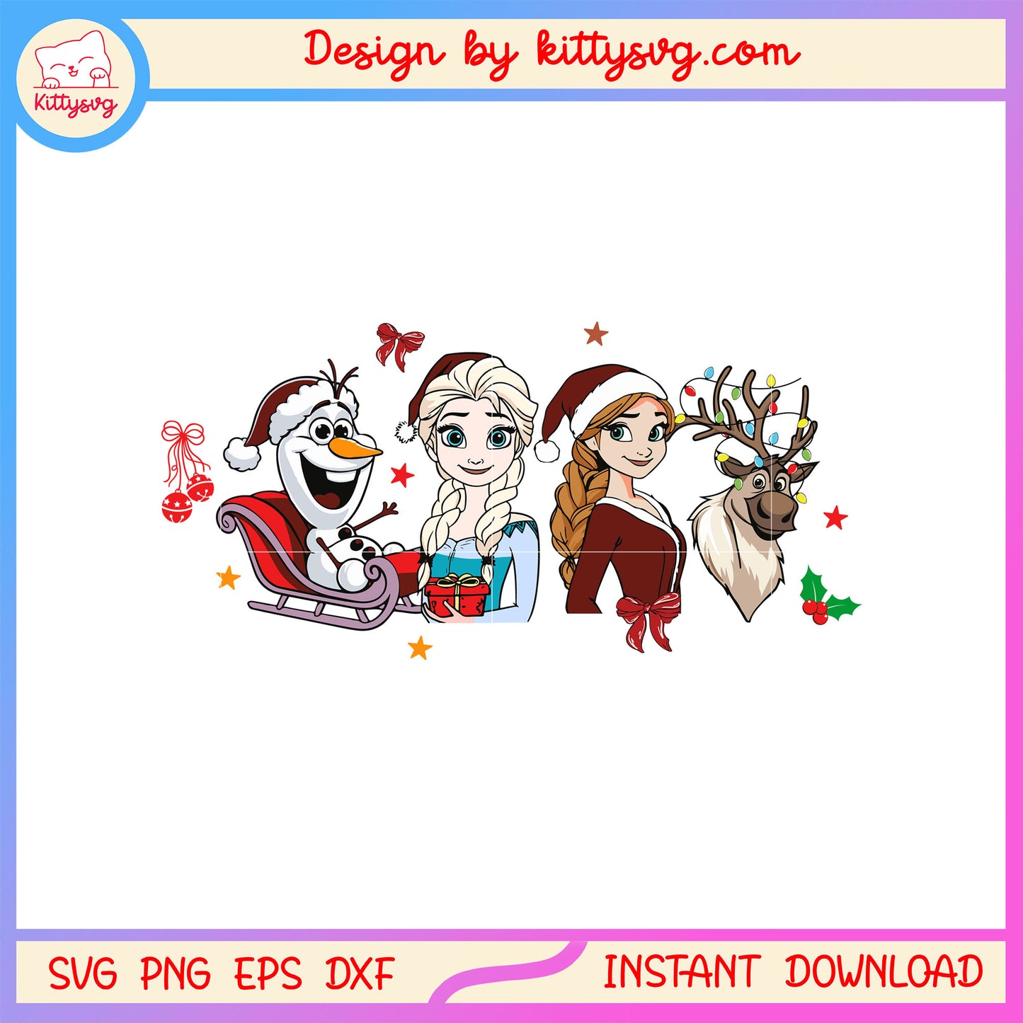 Frozen disney characters christmas design svg, disney frozen svg