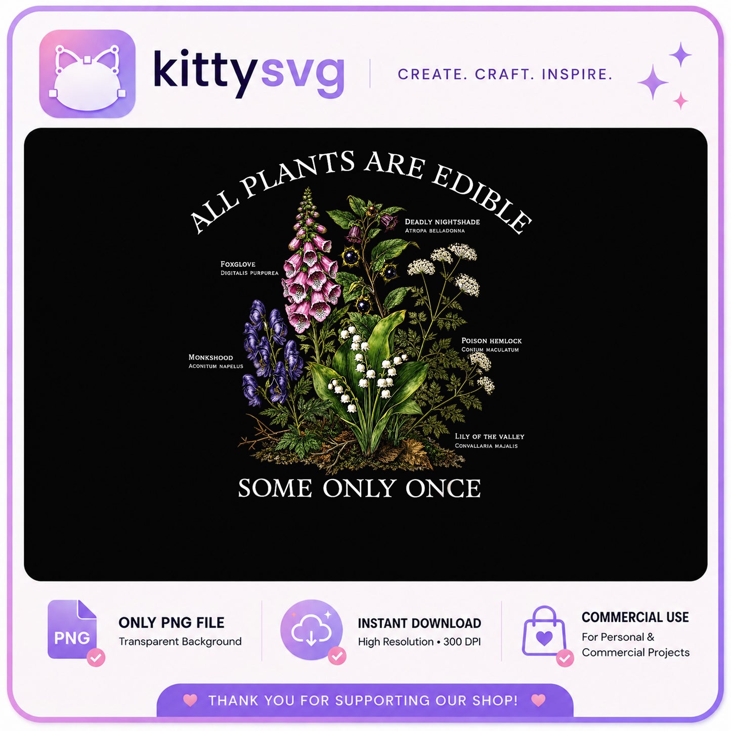 Funny Poison Plants PNG, Botanical Dark Humor, Witchy PNG
