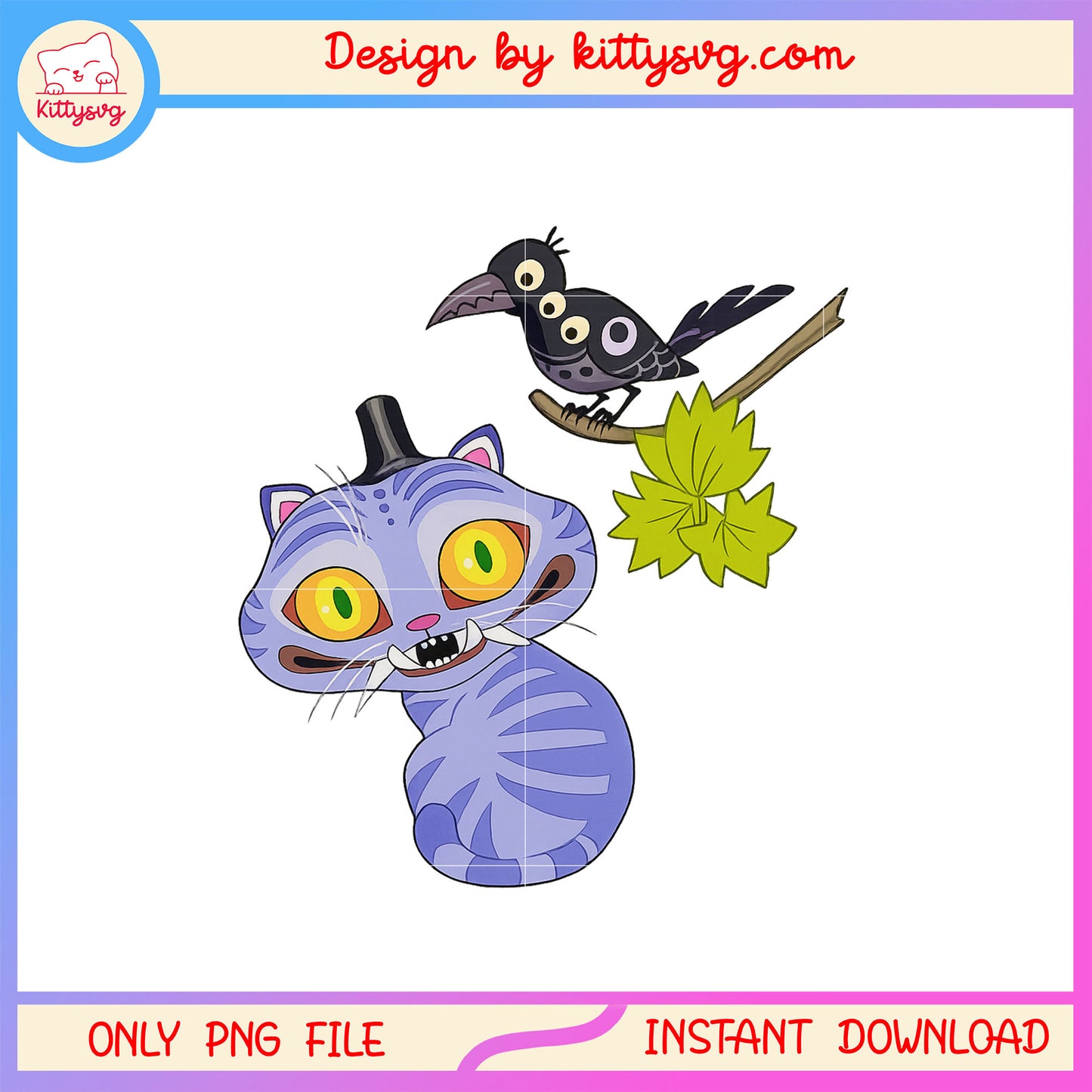 Funny crow and derpy tiger drawing design png, k-pop demon hunters png