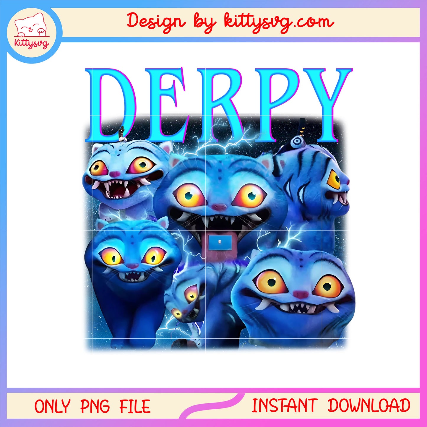 Funny derpy tiger character png, cute demon derpy png