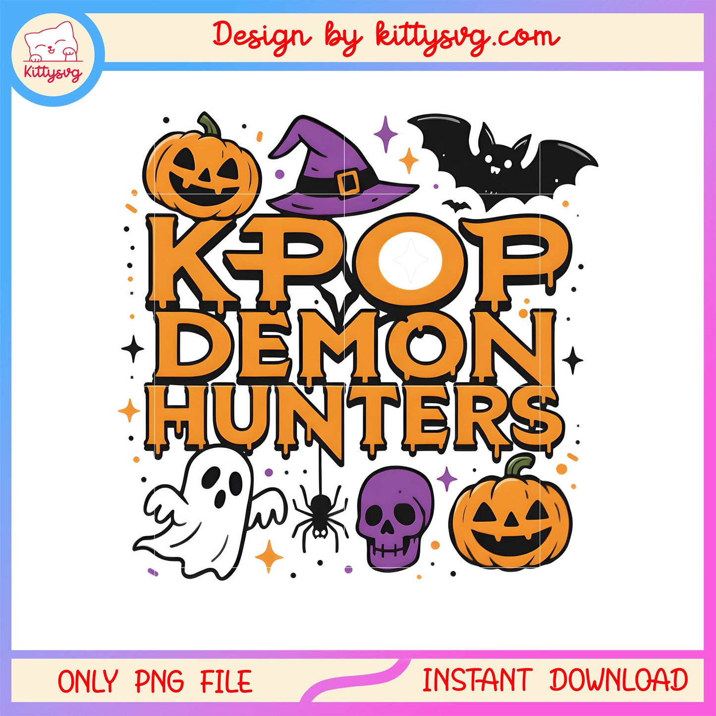 Funny halloween kpop demon hunters font png, demon hunters png