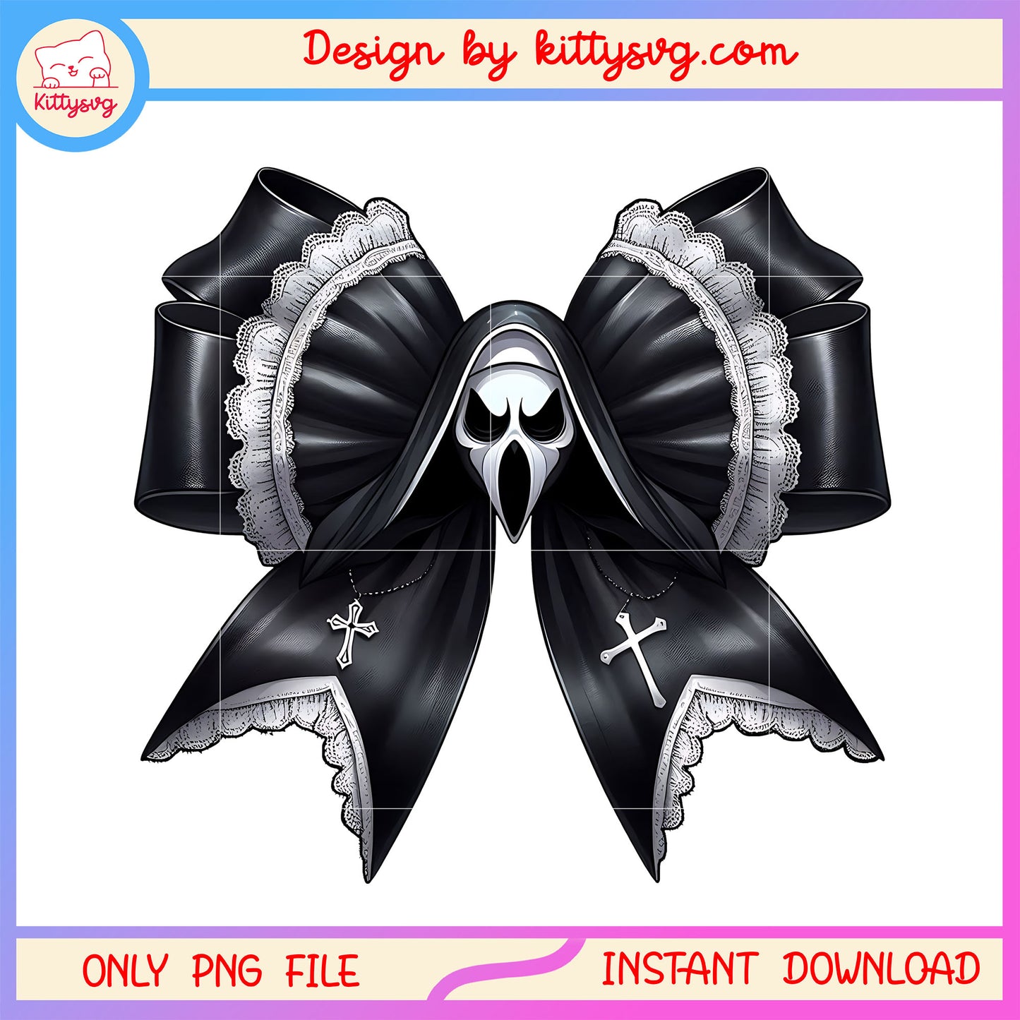 Ghost face bow halloween design png, halloween ghostface and bow png