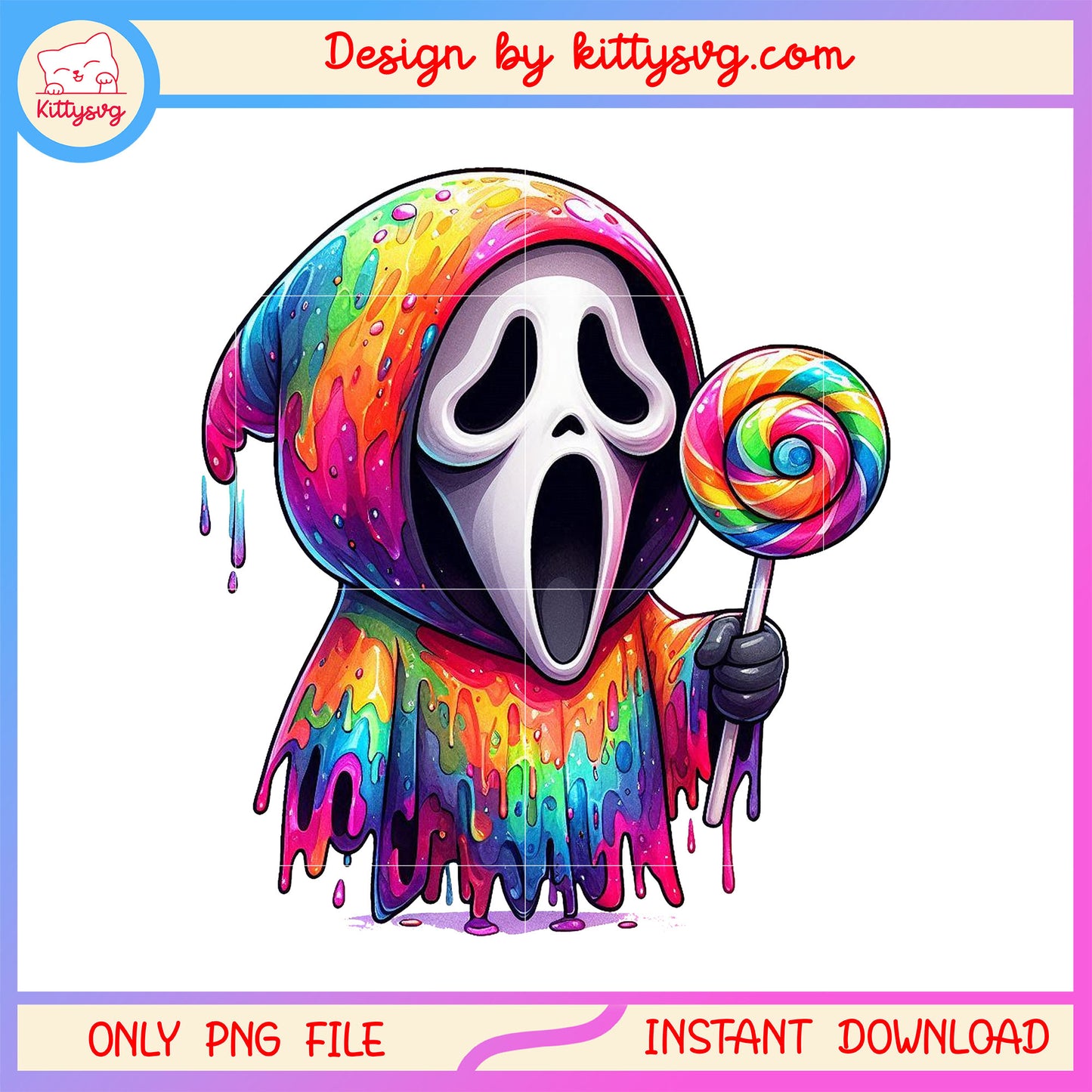 Ghostface colorful lollipop dripping effect png, ghostface lollipop png
