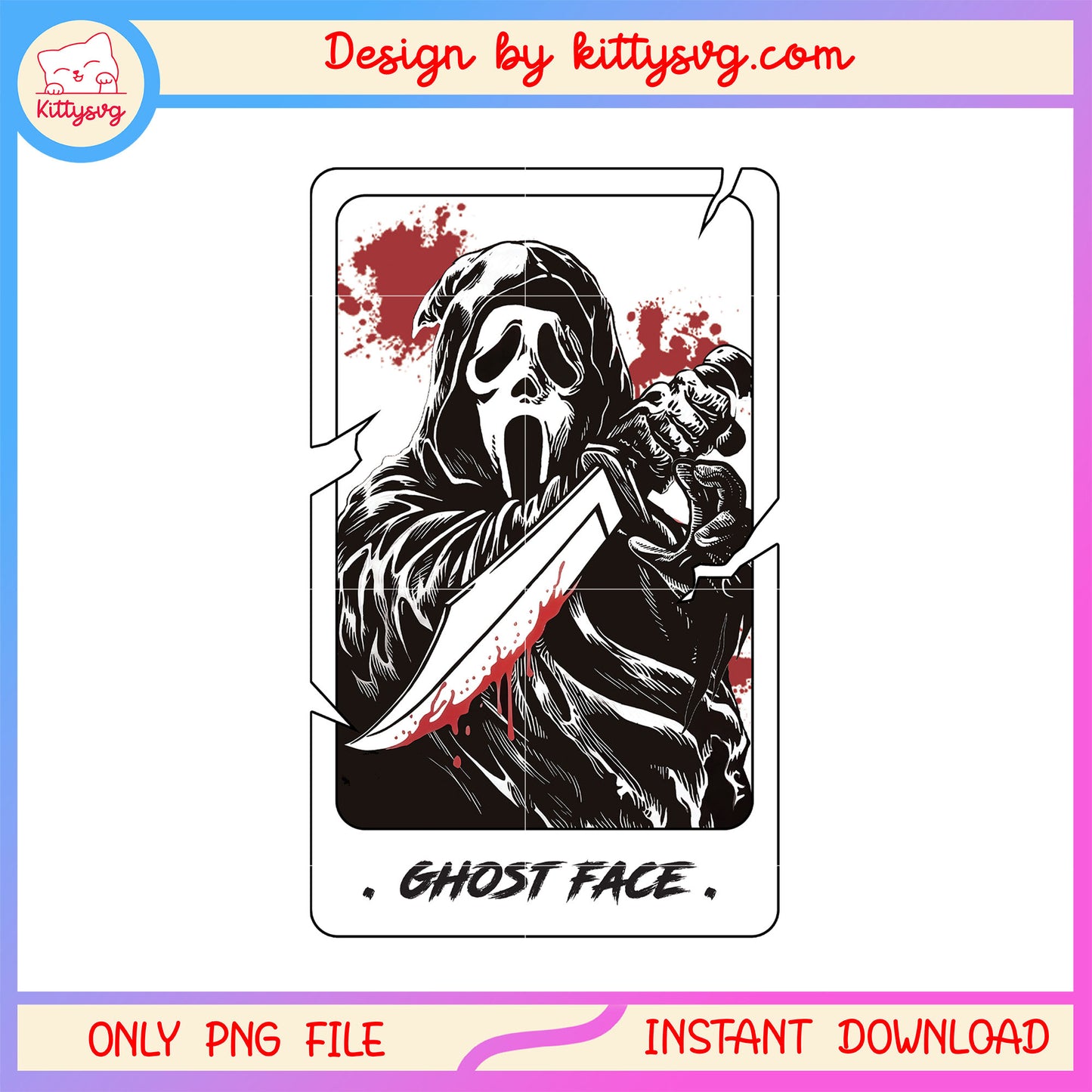 Ghostface halloween tarot card design png, halloween ghostface png