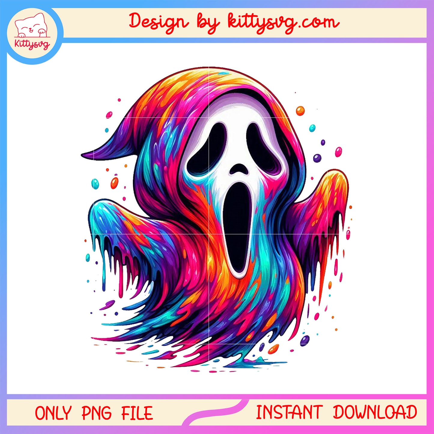 Ghostface splatter paint neon art png, ghostface drawing png