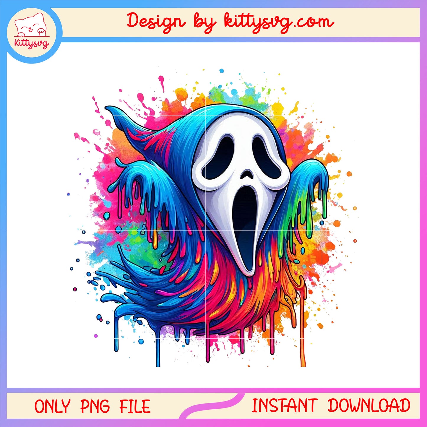 Ghostface splatter paint neon color png, ghostface knife png