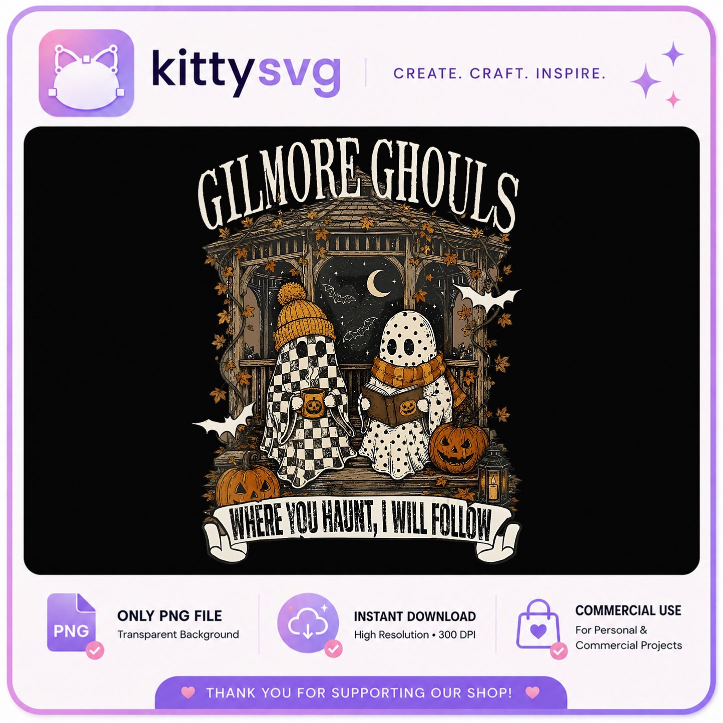Gilmore Ghouls Halloween PNG, Ghost Halloween PNG, Spooky Season PNG