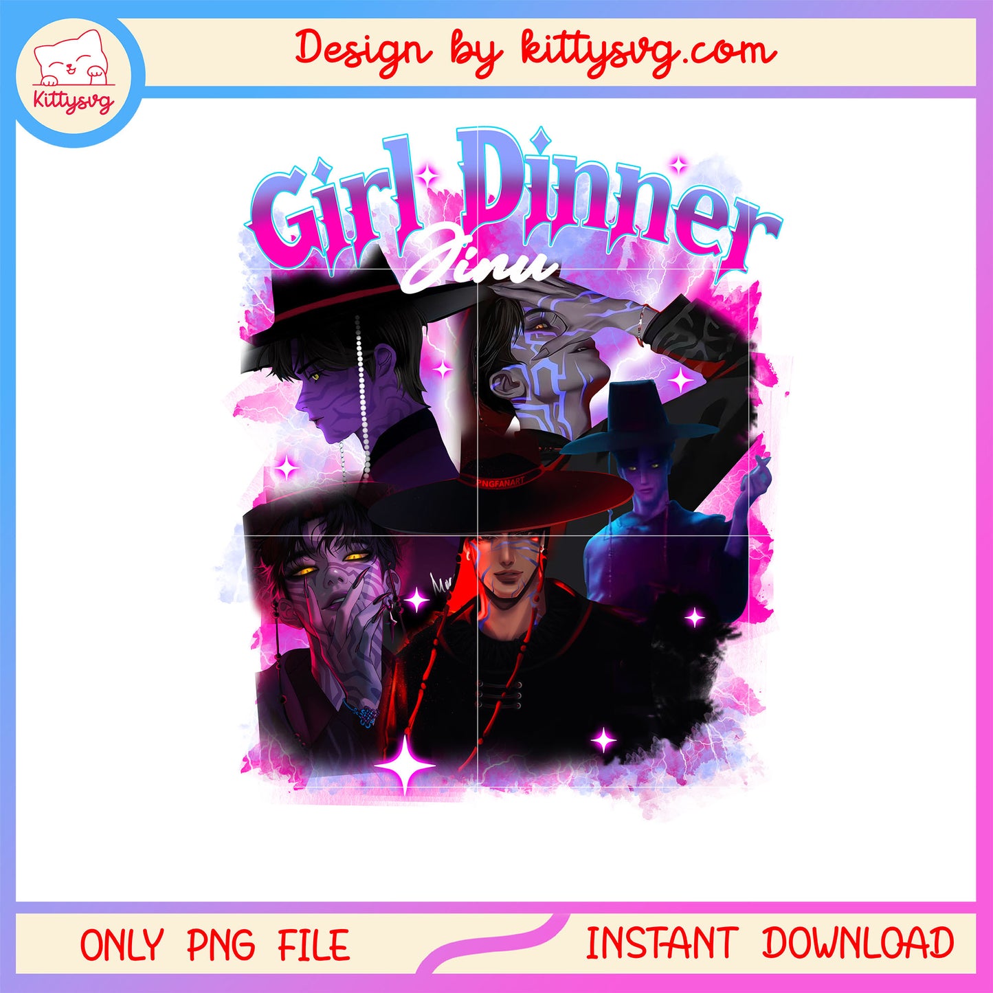 Girl dinner jinu kpop demon hunter design png, jinu saja boys png