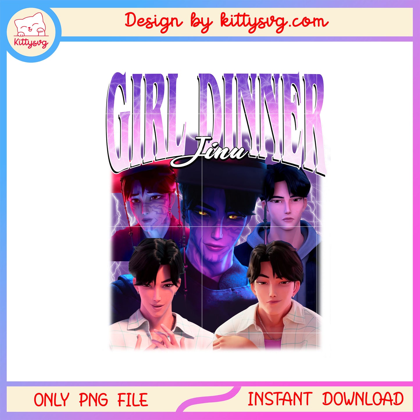 Girl dinner jinu kpop demon poster design png, kpop demon hunters png