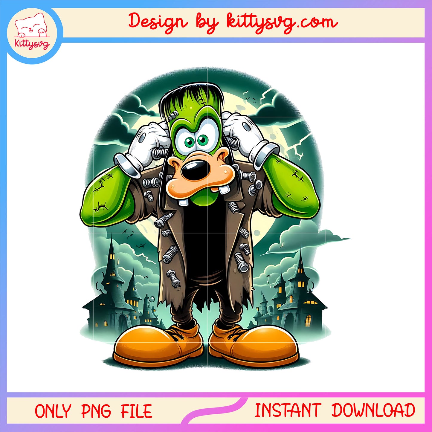 Goofy dog halloween frankenstein design png, disney goofy png