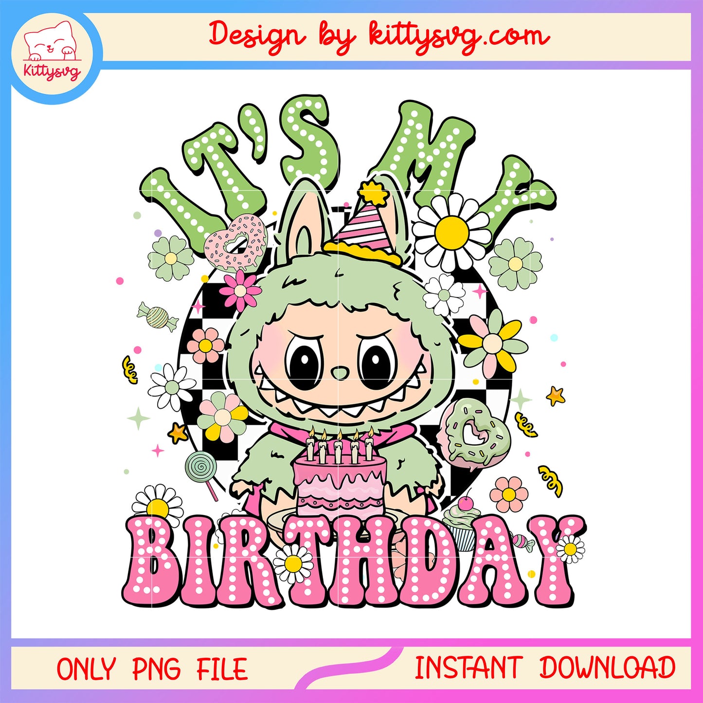 Green grape labubu it's my birthday costume design png, labubu png