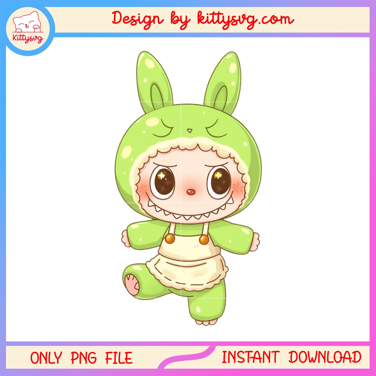 Green labubu doll design png, labubu doll png, green labubu png