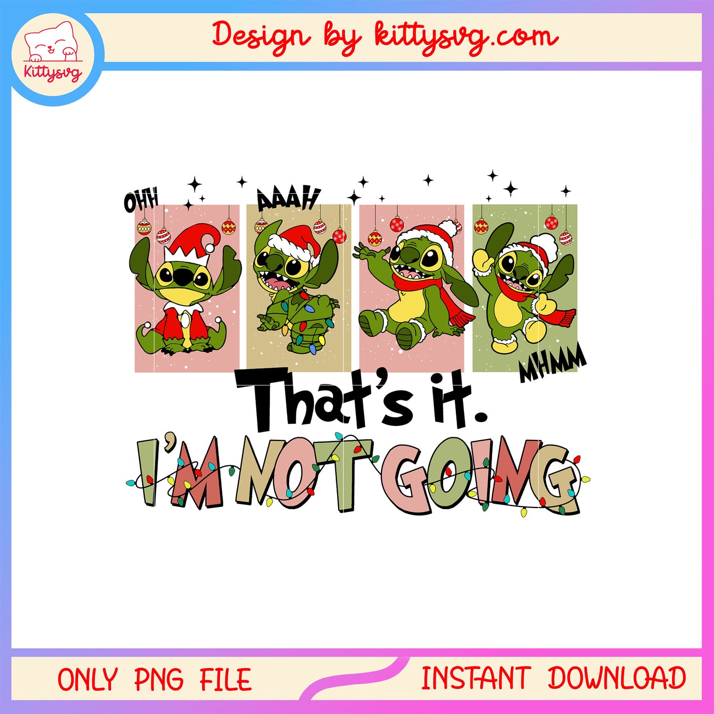 Green stitch that's it i'm not going png, stitch christmas ornament png