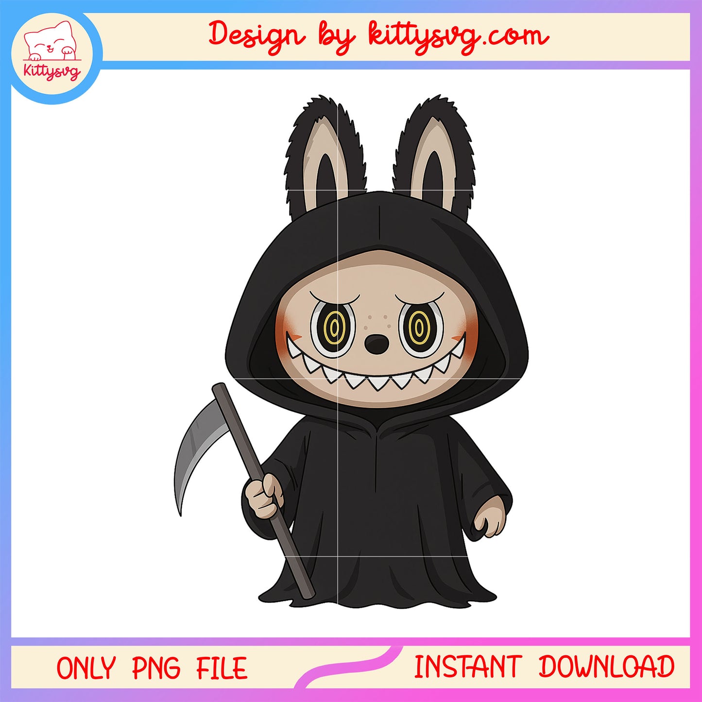 Grim reaper labubu doll costume drawing design png, the death png