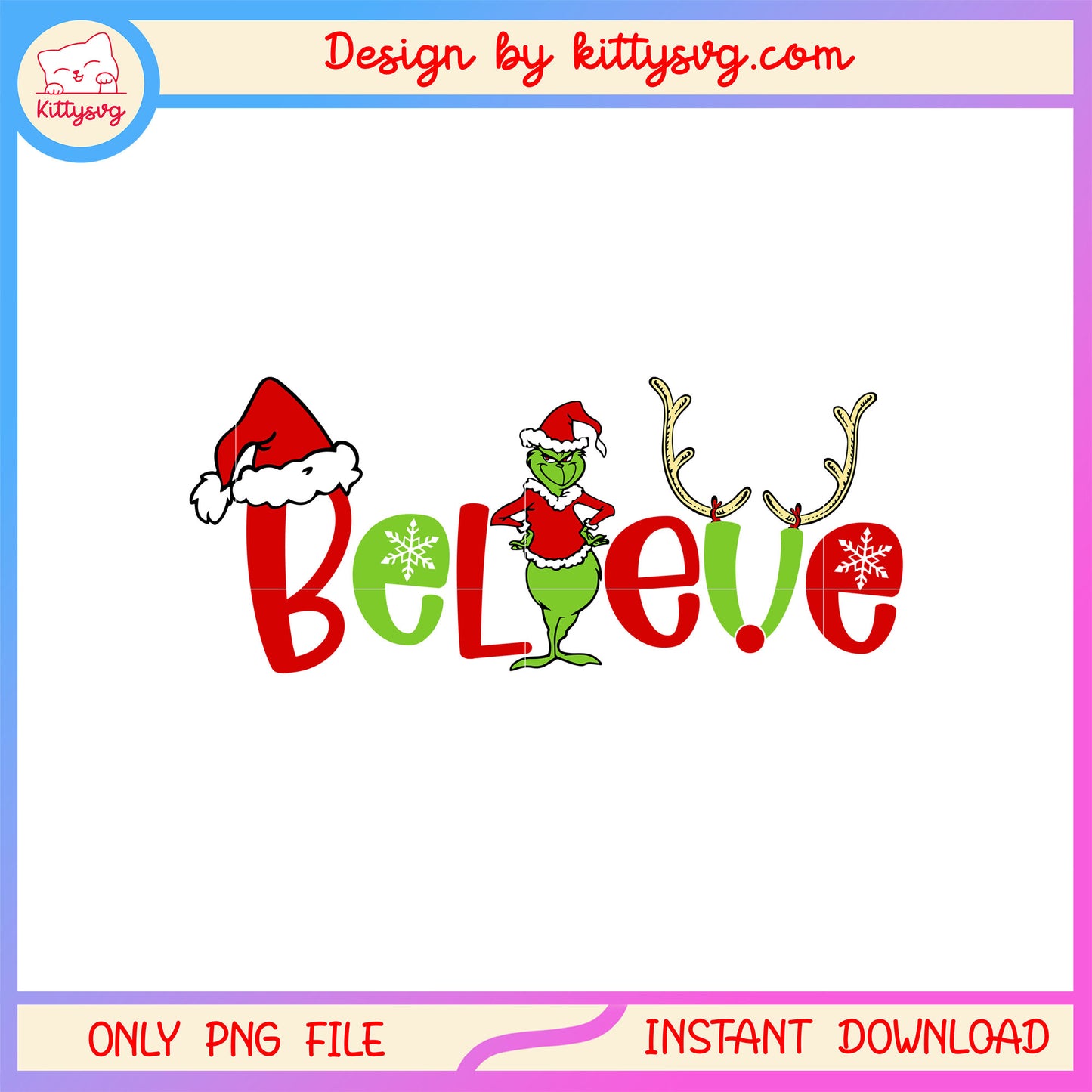 Grinch believe santa hat christmas png, grinch character png
