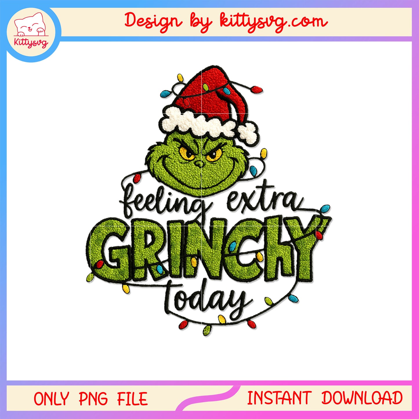 Grinch face feeling extra christmas quote patchwork png, x'mas png