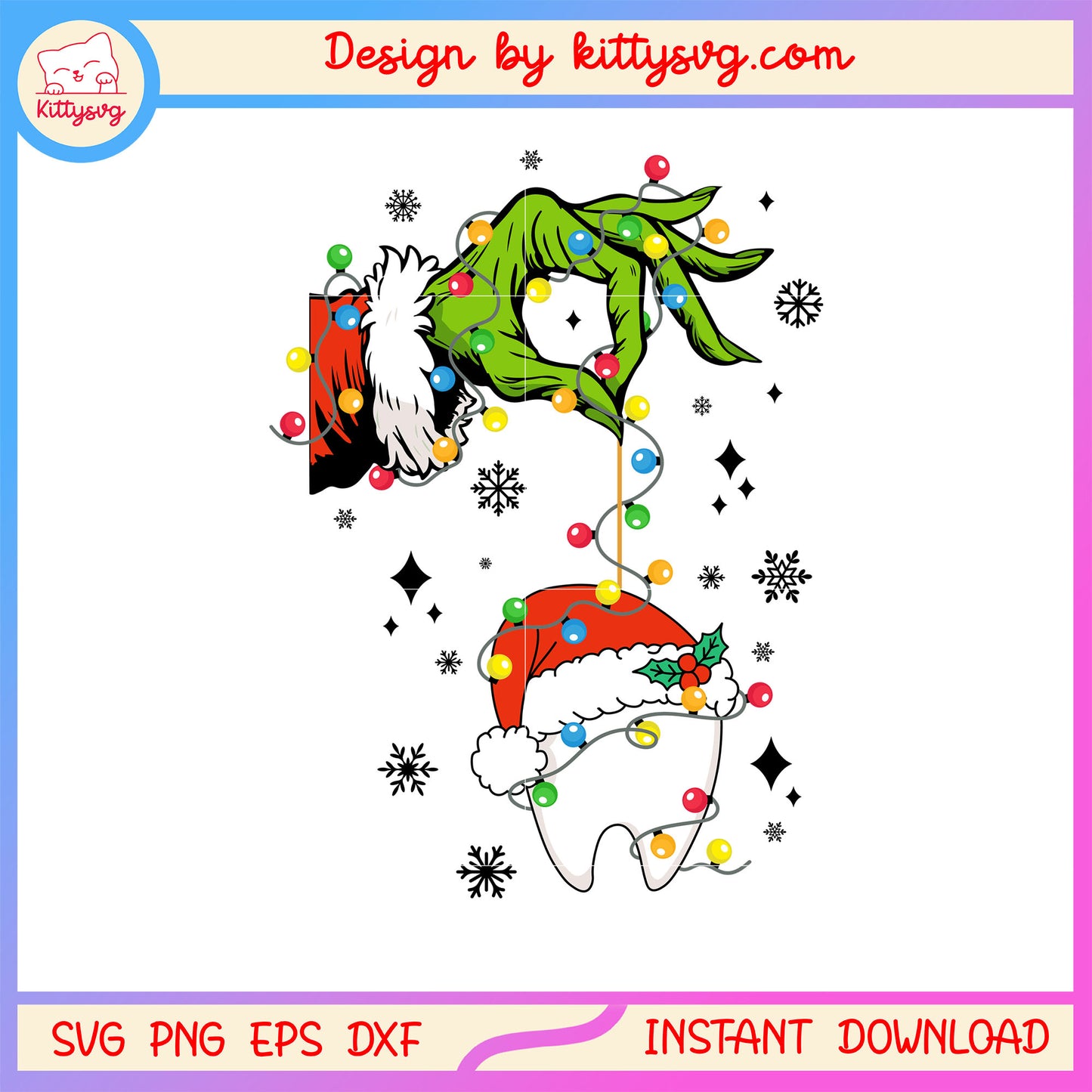 Grinch hand santa hat tooth christmas decor svg, christmas day svg