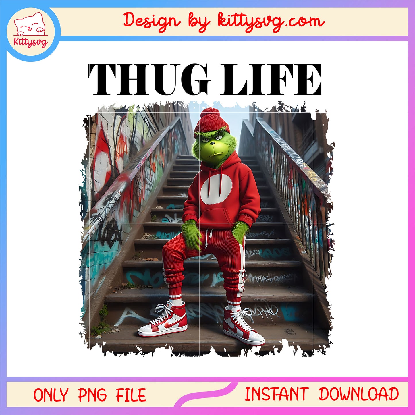 Grinch red clothes thug life hip hop png, the grinch movie png