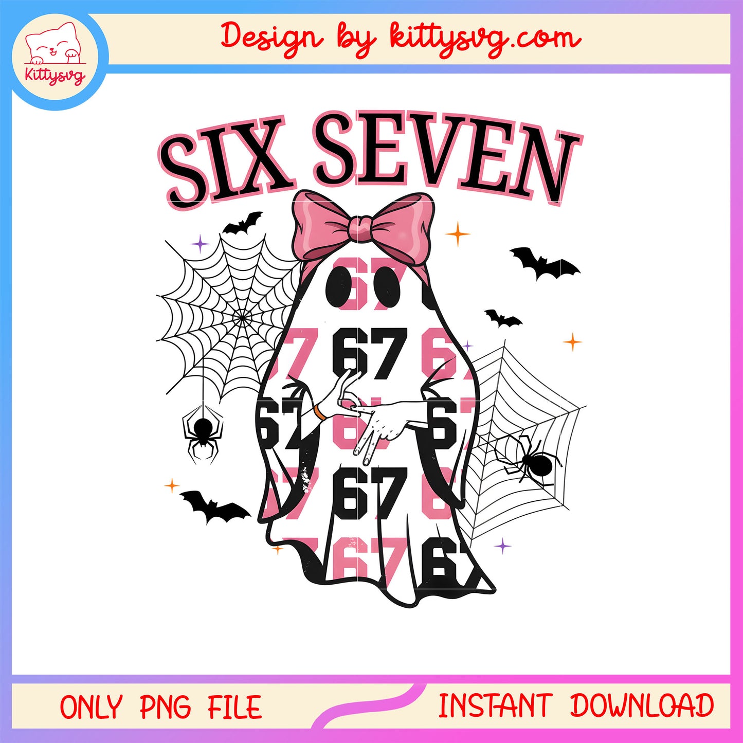 Halloween bats pink bow ghost six seven png, halloween ghost png