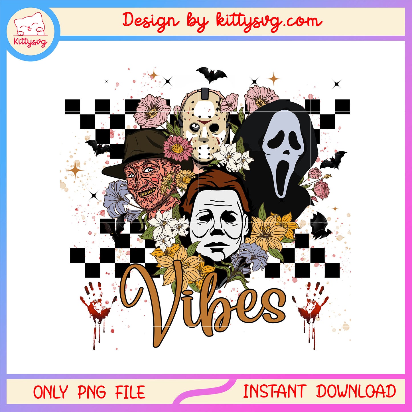 Halloween casts retro vibes design png, retro horror vibes png