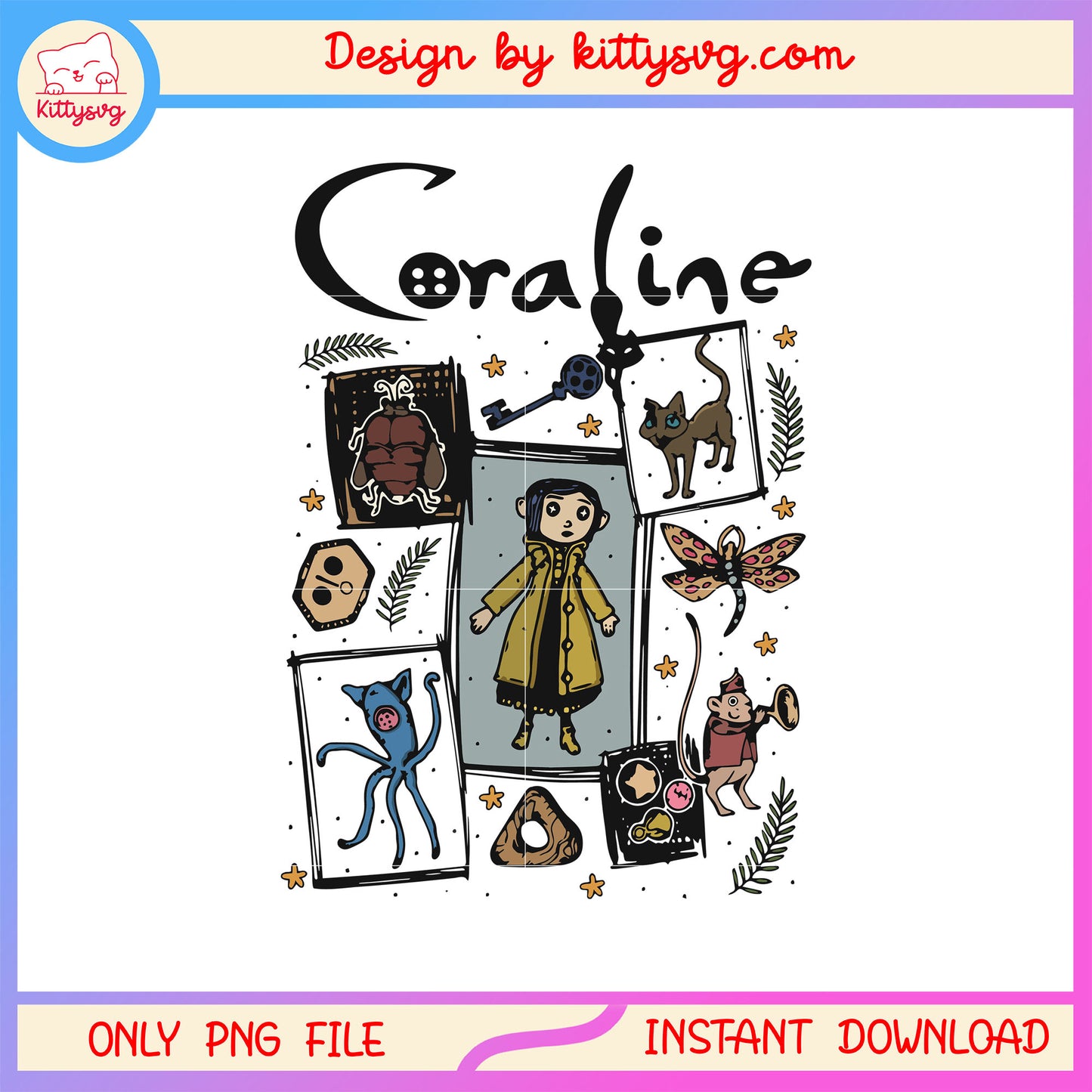 Halloween coraline horror movie png, halloween coraline outfit png