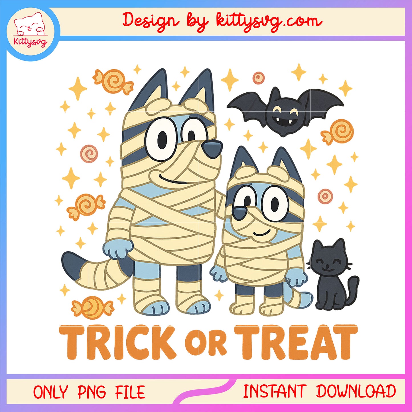 Halloween costume trick or treat png, bluey bingo cartoon png