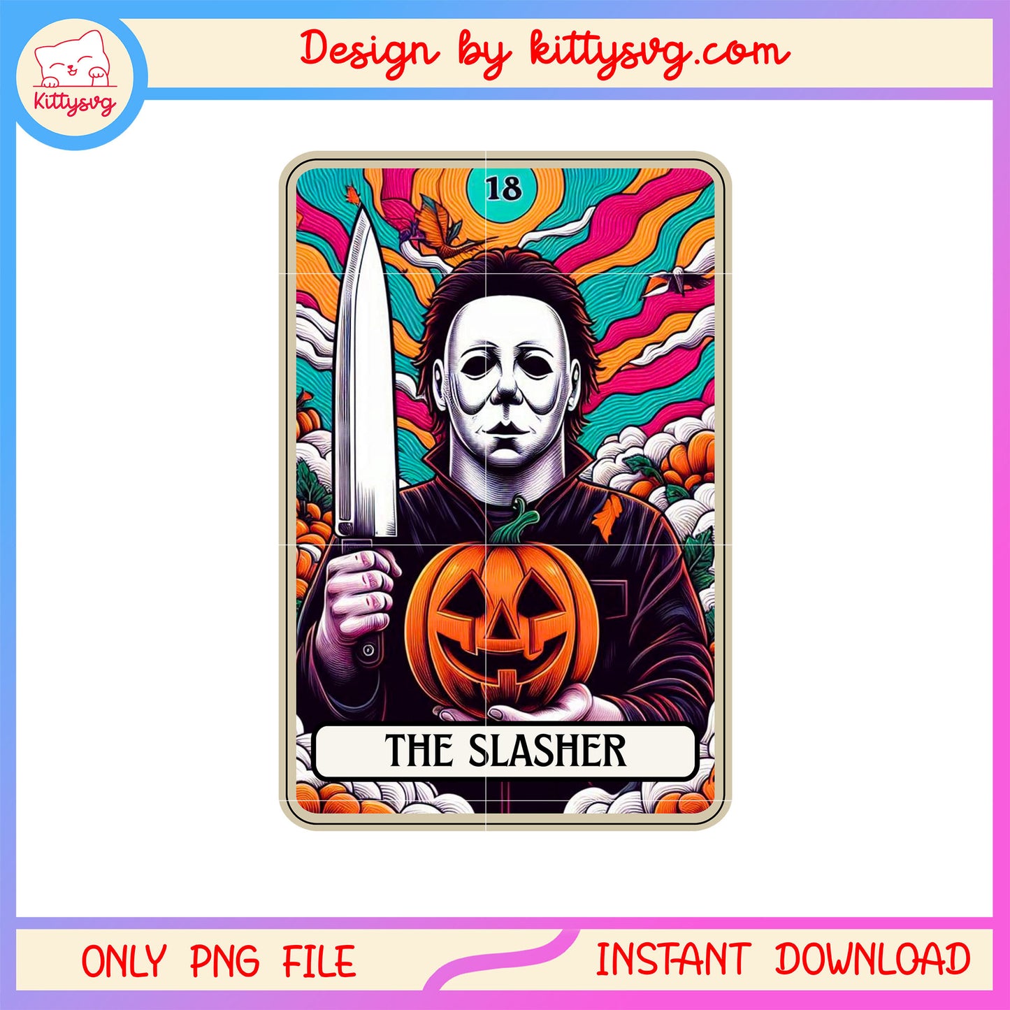 Halloween michael myers the slasher tarot card png, halloween png