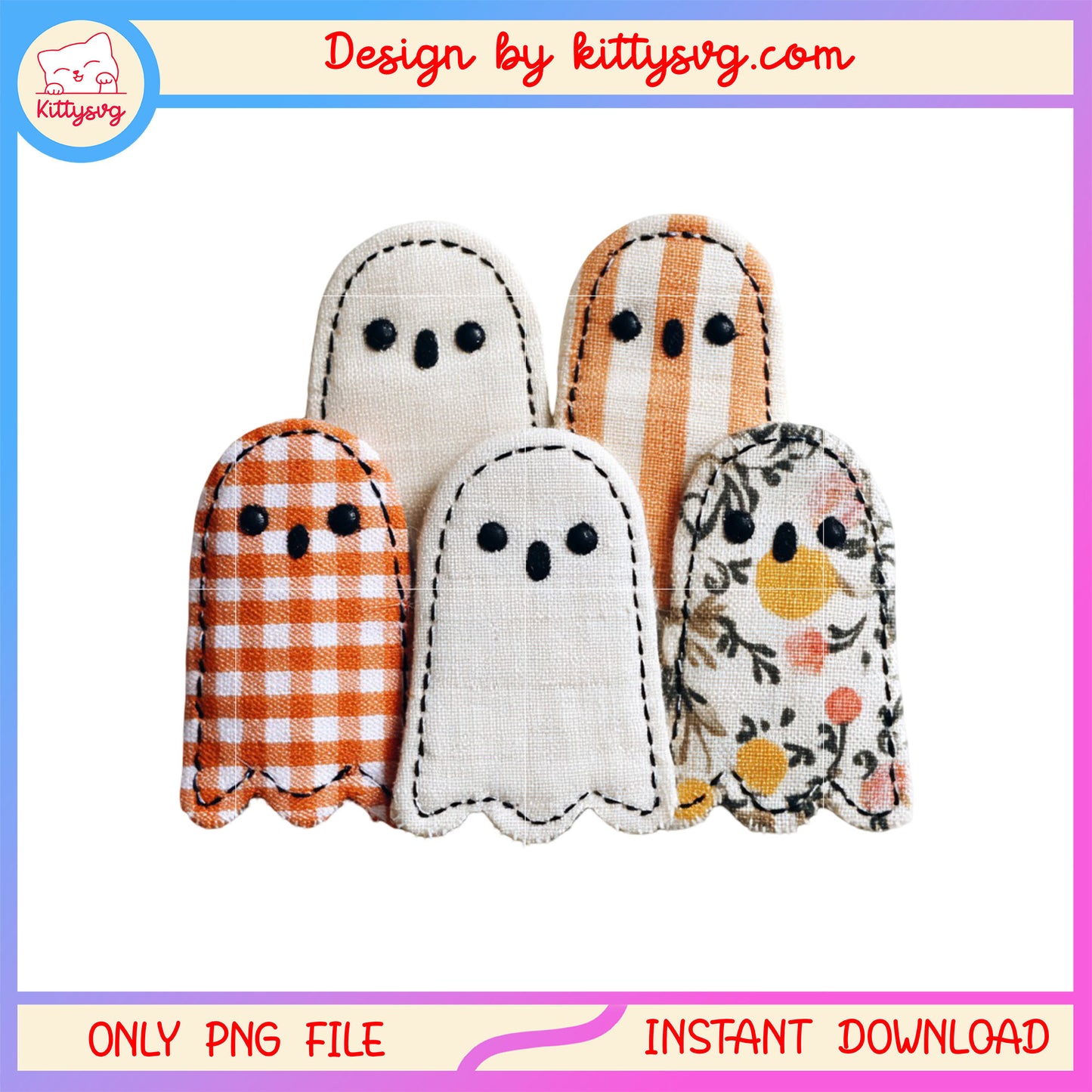 Halloween pattern sheet ghost png, halloween decor png