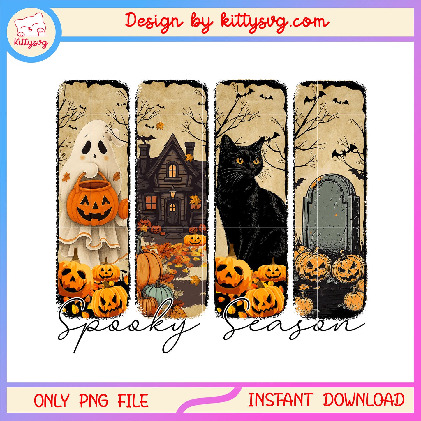 Halloween spooky season png, halloween vibes png, spooky season png